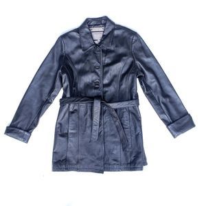 Wilsons Leather Black Belted Jacket